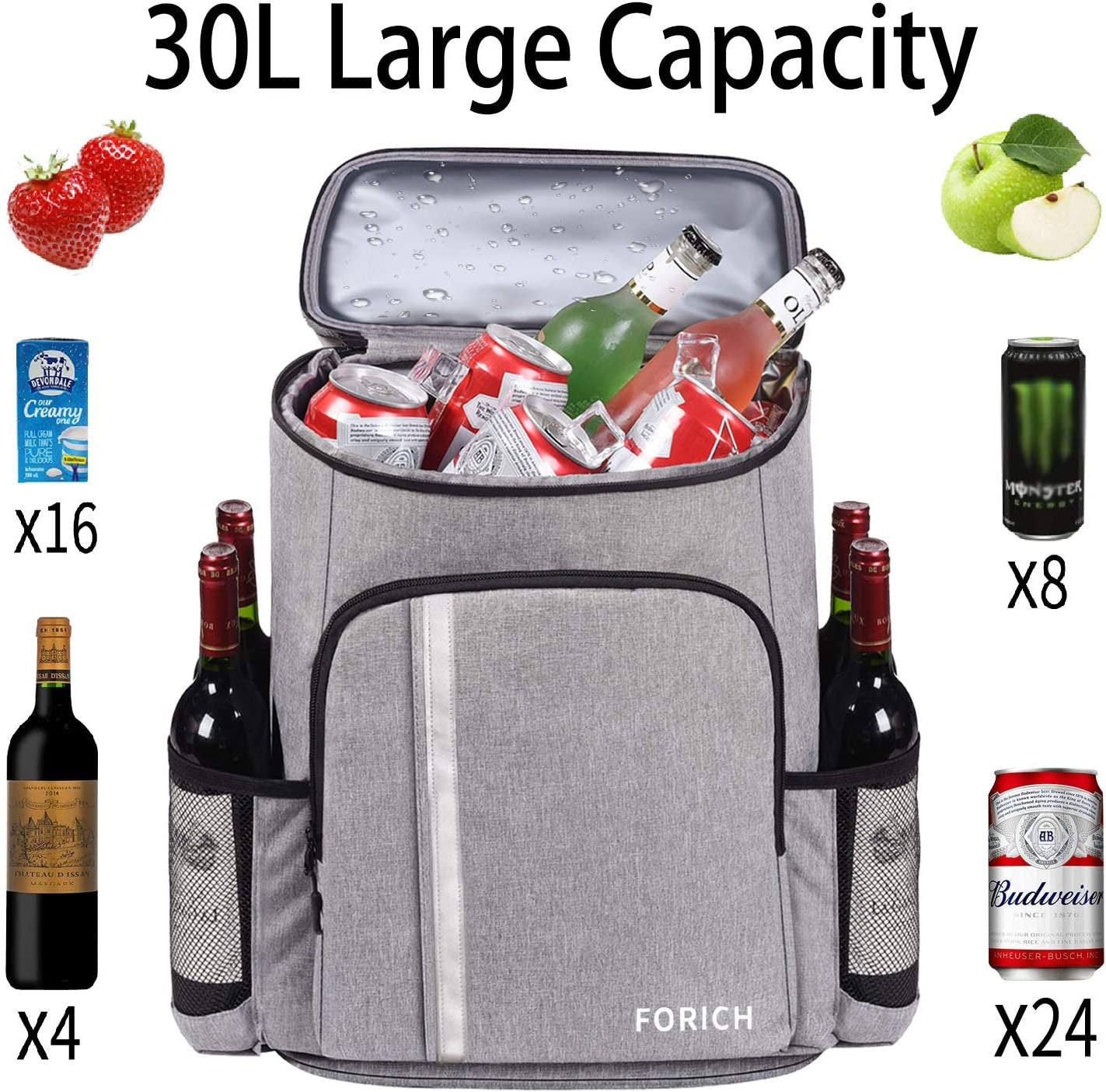 Backpack Cooler Leakproof Insulated Waterproof Backpack Cooler Bag, Lightweight Soft Beach Cooler Backpack for Men Women to Work Lunch Picnics Camping Hiking, Holds up to 30 Cans!