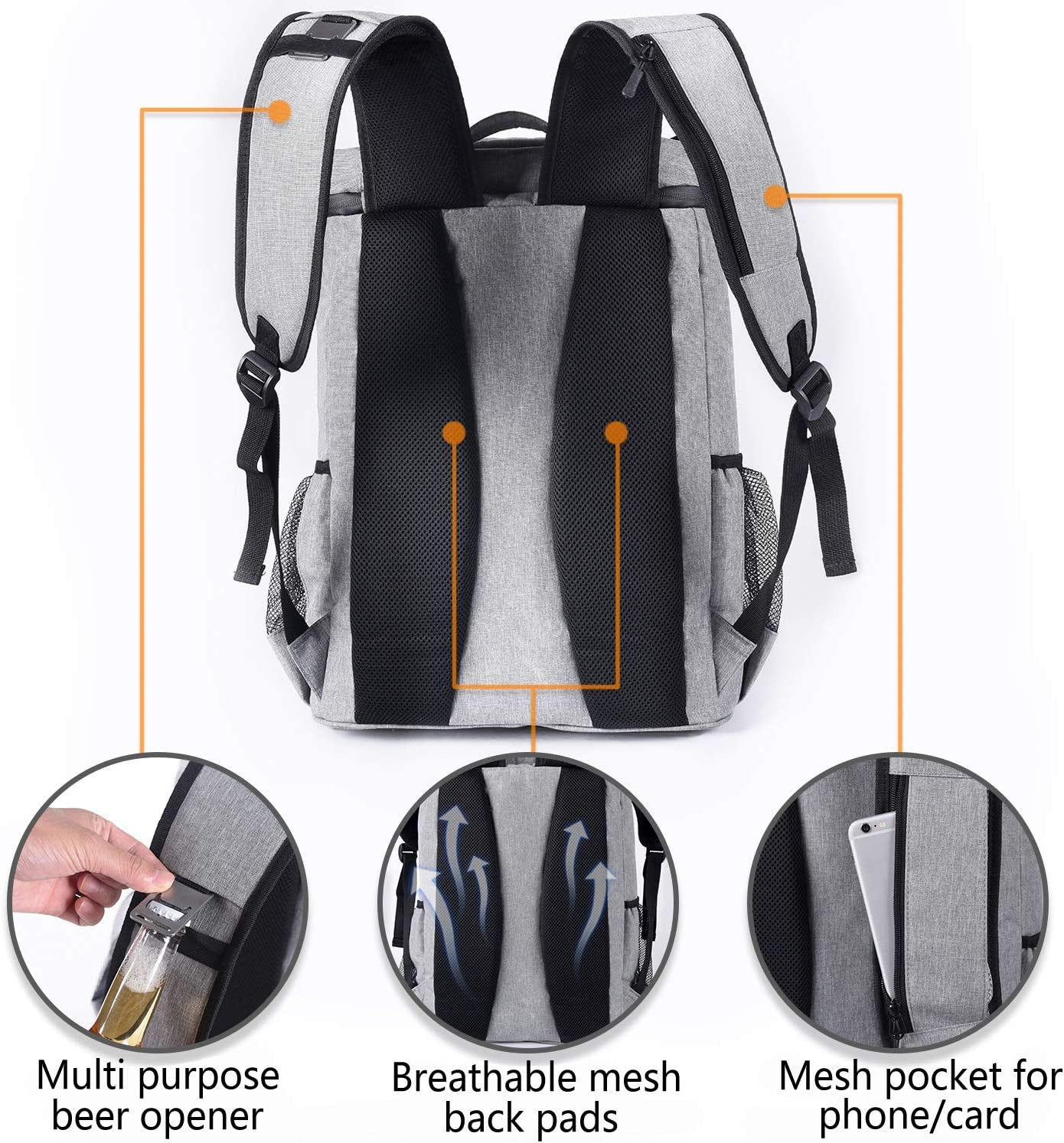 Backpack Cooler Leakproof Insulated Waterproof Backpack Cooler Bag, Lightweight Soft Beach Cooler Backpack for Men Women to Work Lunch Picnics Camping Hiking, Holds up to 30 Cans!